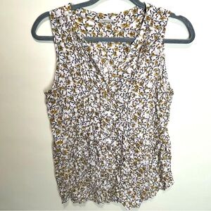 Jane + Delancey Women’s Large Button Front Swing Tank Yellow Green Gold Floral